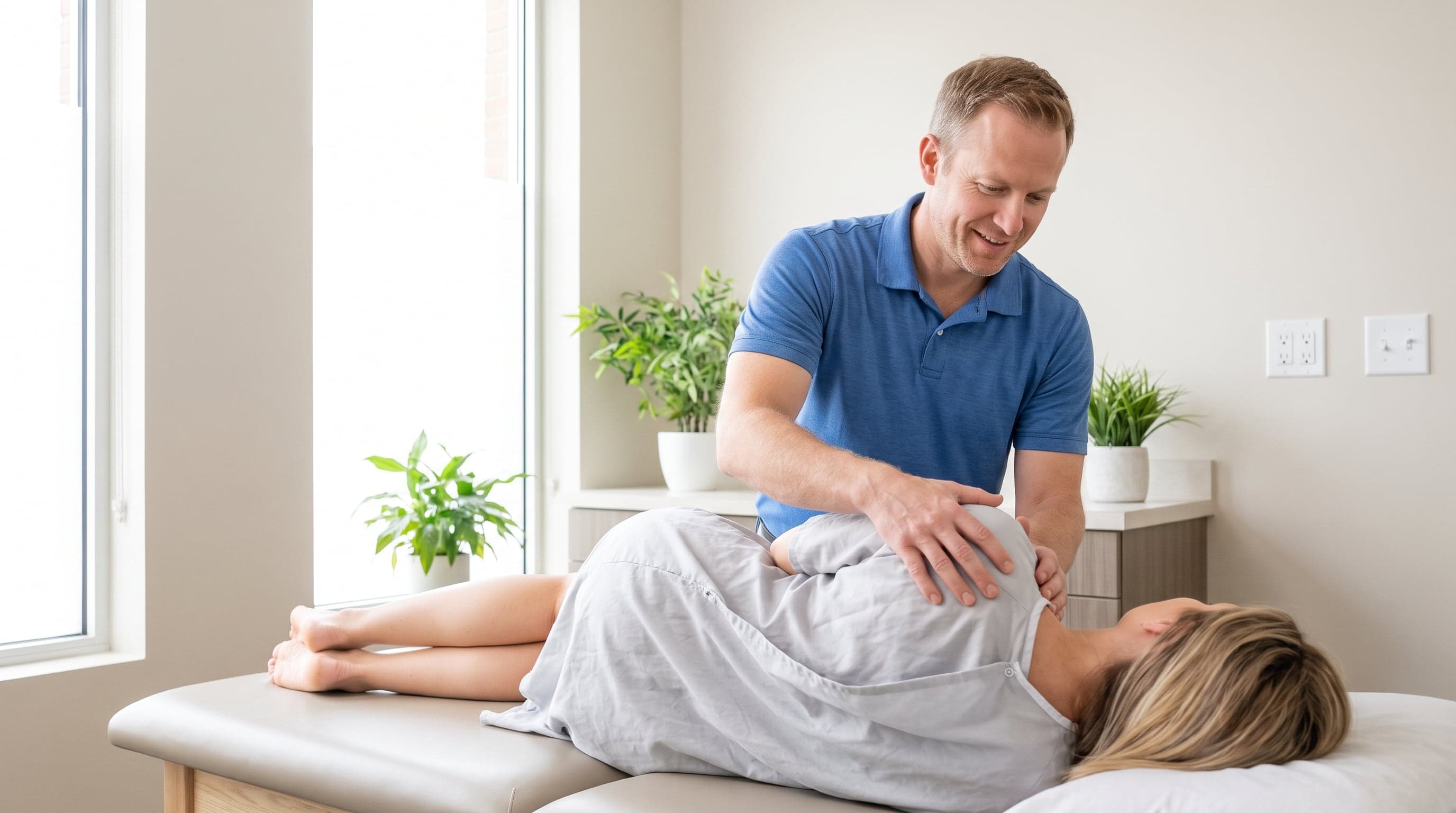 Chiropractor adjusting a patient’s back